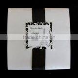 Luxury Style Top Grade Royal Black Ribbon With Shimmer Paper Wedding Invitation Cards