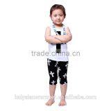 2016 Wholesale Bulk Sell 1-8 Children Kids OUTFITS Cross Printing Pant Unisex Cool Girls Boutique Clothes Top Sets thumbnail-1