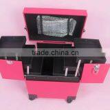 Trolley Rooling Make up Beauty Kit Vanity Leather Jewelry Box thumbnail-3