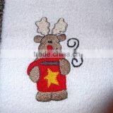 100% Cotton WINTER REINDEER HOT CHOCOLATE Embroidery Fingertip Towel
