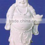Laughing Buddha Statue White Marble Stone Hand Sculpture Carved For Temple No 25