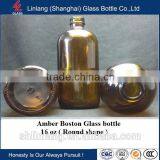 16oz Boston Round Amber Glass Bottle Manufacturer in China thumbnail-2