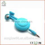 MP3 Player Cute Retractable Earphones Blue , 3.5mm Stereo Headset thumbnail-1