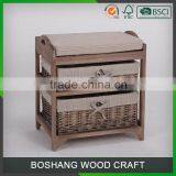 2 Layer 4 Drawer Basket Wooden Home Furniture thumbnail-2