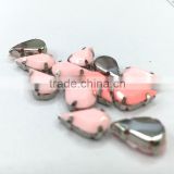 8*13mm teardrop peach pastel candy acrylic rhinestone metal claw garment trim sew on craft diy hobby bags gemstone