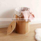 Foldable Bamboo Woven Laundry Basket With Cover thumbnail-4