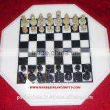 White Marble Chess Design Coffee Table Top