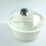 Cream Ceramic Soup Tureen With Glass Cover/lid in Stock thumbnail-2