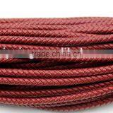 Braided Round Leather Cords 100% Real Leather 4mm for Making Leather Bracelets thumbnail-2