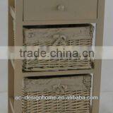 WILLOW/WOODEN CABINET W/1 WOODEN DRAWER & 2 WILLOW STORAGES thumbnail-1