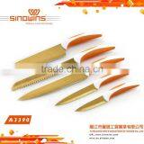 A3390 New Design 5pcs Colorful Titanium Blade 5pcs Stainless Steel Knife Set thumbnail-1