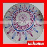UCHOME High Quality Custom Beach Blanket Reactive Printed Circular 100% Cotton Tassel Beach Towel Round thumbnail-4