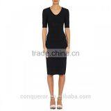 Tailor Made V-neck Elbow-length Sleeves Ladies Formal Dress thumbnail-1