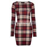 Wholesale Bodycon Slim Pencil Party Dress Design Your Own Fashion Checked Dress thumbnail-5