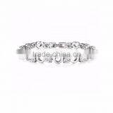 Silver Plated CZ Studded Linked Heart Bracelet thumbnail-1