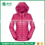 Morden Style Pink Women Ultra Light Down Jacket with Detachable Hood