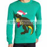 Men Light Green Sweater Hat Dinosaur Pattern Christmas Jumpers With Lights thumbnail-1