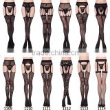 2017 Hollow Out Tights Lace Sexy Stockings Female Thigh High Fishnet Embroidery Transparent Pantyhose Women Black Lace Stocking