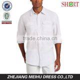 Men's Long Sleeve Solid Double Pocket Linen Casual Shirt thumbnail-1