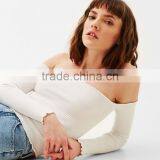 Wholesale Fully Fashioned Acylic Stylish Long Sleeve off the Shoulder Tight Sweater for Women thumbnail-4