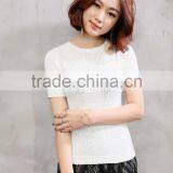 2017 New Arrivals Round Neck Plain White t Shirts for Women thumbnail-2