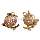 Halloween Owl Animal Gold Plated Multicolor Black Rhinestone Enamel Zinc Based Alloy 3D Charms thumbnail-3