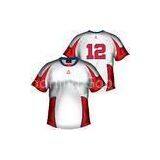 White Red Football T-Shirts Round Neck Sublimated Soccer Jersey With Team Logo