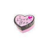 Pretty Printed Heart Shape Cardboard Gift Packaging Boxes With Lids / Lace Ribbon