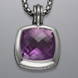 Sterling Silver Jewelry 17mm Amethyst Albion Pendant(P-036)