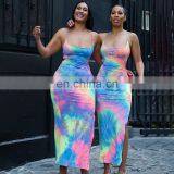 LAITE D2078 New Arrivals Best Sellers Women Tie Dye Casual Dresses Ladies Backless Sexy Dresses Women Summer Tie Dye Dresses thumbnail-3