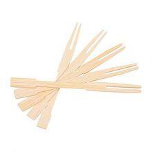 Wood Two-Prong Cocktail Forks Wooden BBQ Snack Forks 3.5 Inch Natural Bamboo thumbnail-2