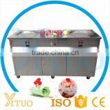 Double Flat Pan Fried Ice Cream Machine, Thailand Roll Ice Cream Maker, China Two Secop Compressor Fried Ice Cream Machine
