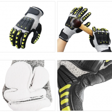 BA Gloves Oil and Gas Resistant Anti Impact & Cut 13G Hi-vis HPPE Liner Nitrile Sandy Coated TPR High Impact Anti Impact Gloves Impact Resistant Gloves thumbnail-4