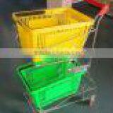 Double Layers Shopping Basket With Wheels in