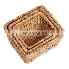 Hot Sale Natural Water Hyacinth Storage Utility Basket Set Of 3 Cheap Wholesale thumbnail-2