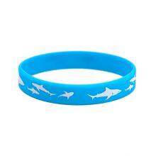 Wholesale Spot Printing Shark Pattern Dark Blue Light Blue Two for a Set of Waterproof Safe Nontoxic Soft and Free of Burrs Bracelet Silicone thumbnail-5