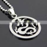 304 Stainless Steel Round Dragon Pendant Necklace thumbnail-5