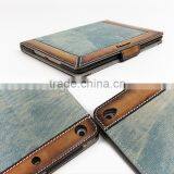 Cowboy Design Jeans/Denim Fabric With Brush-Off Leather Trimming Tablet Case For IPad Air2 OEM/ODM thumbnail-6