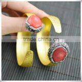 LFD-B004 Druzy Gold Plated Pave Rhinestone Crystal Bangles , Coral Charms Cuff Bangle Bracelets Jewelry Gift