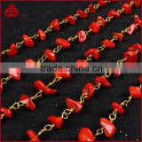 Red Coral Beads Rosary Chain Roll For Necklace OR Bracelet DIY
