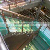 Double Stringer Stainless Steel Straight Stairs With Glass Treads thumbnail-2