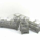 Rectangle Engraved Metal Candle Holder thumbnail-1