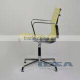 Replica Charles Low Back Ribbed Meeting Chair - Cream White Color Genuine Leather thumbnail-3