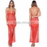 Bandeau sexy backless split front lace bridal evening party maxi long dress