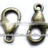 Nickel Free Iron Lobster Claws, Jewellery Findings, Antique Bronze(E102-NFAB)