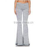 Fashion style Womens High waist ruffle bell bottom pants in grey