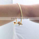 High Quality Environmental Copper Cuff Bangle Gold Plated Bowknot&Flower Women Bracelet thumbnail-4