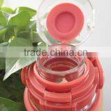 2016 New Glass Water Bottle With Silicone Rubber With Plastic Lid With Handle thumbnail-4