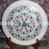 White Marble Plate, Round Marble Inlay Plate thumbnail-1