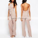 Guangzhou wholesale clothing latest design halter bodice backless sexy women jumpsuits rompers